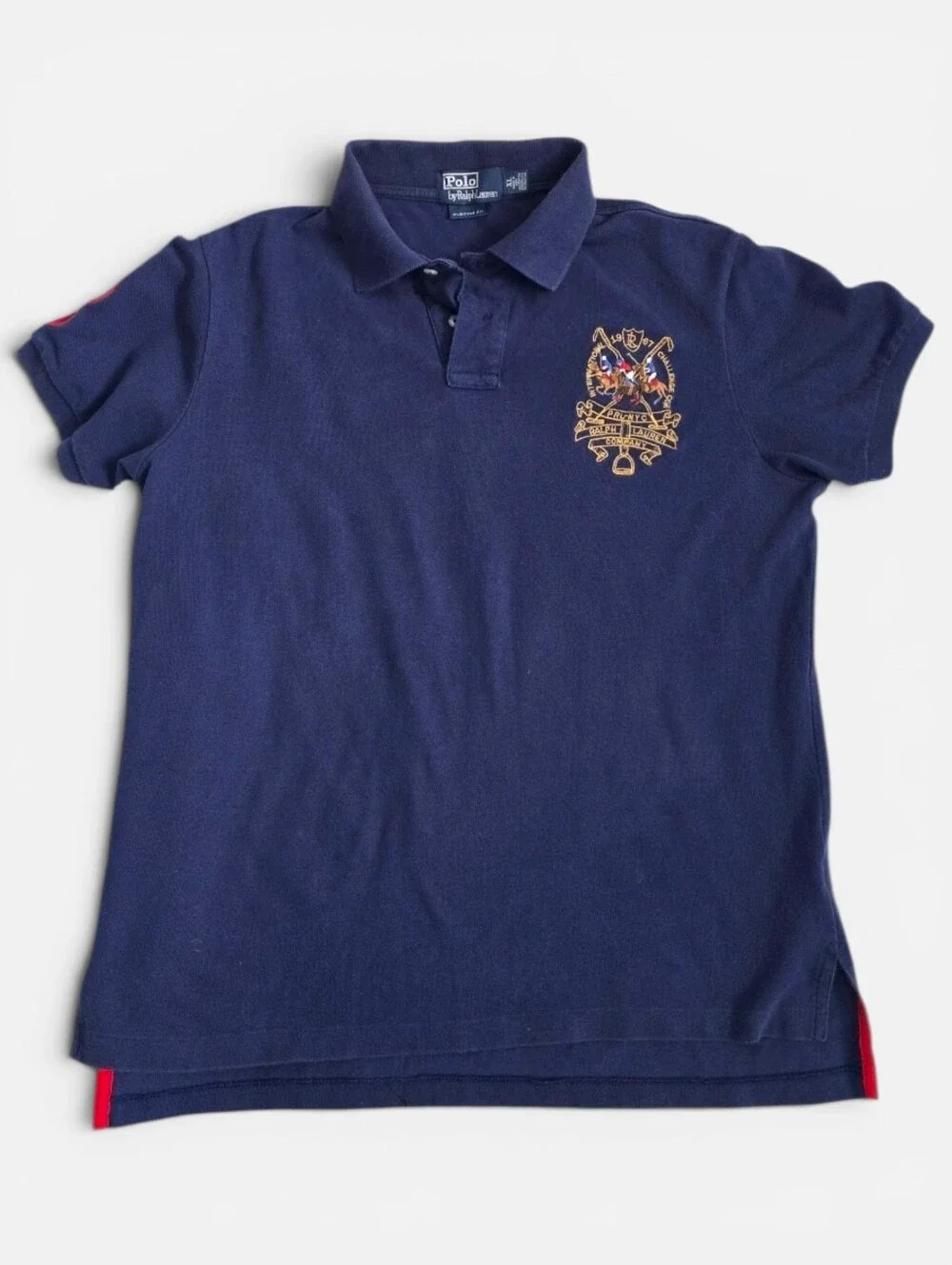 Polo Ralph Lauren Triple Pony Navy Blue Custom Fit Polo Top